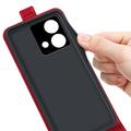 Motorola Moto G84 Vertikal Flip Taske med Kortholder - Rød