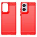 Motorola Moto G85/S50 Neo Børstet TPU Cover - Karbonfiber - Rød