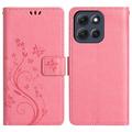 Motorola Moto G86 Butterfly Series Flip Cover med Pung - Pink