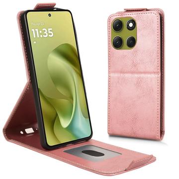 Motorola Moto G86 Power lodret flip-etui med stativ - rosaguld