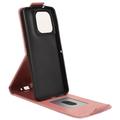 Motorola Moto G86 lodret flip-etui med stativ - rosaguld