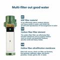 Multifunktionelt nødoverlevelsesvandfilter med sugerør og kompas