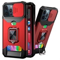Multifunktionel 4-i-1 iPhone 11 Pro Hybrid Cover - Rød