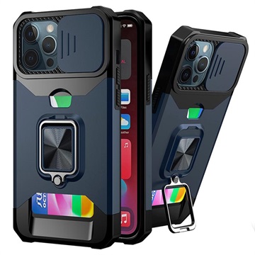 Multifunktionel 4-i-1 iPhone 12 Pro Max Hybrid Cover - Navy Blå