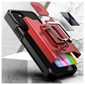 Multifunktionel 4-i-1 iPhone 13 Mini Hybrid Cover - Rød