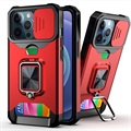 Multifunktionel 4-i-1 iPhone 13 Pro Hybrid Cover - Rød