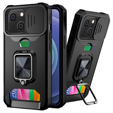 Multifunktionel 4-i-1 iPhone 13 Hybrid Cover - Sort