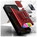 Multifunktionel 4-i-1 iPhone 13 Hybrid Cover - Rød