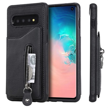 Samsung Galaxy S10 Multifunktionel TPU Cover med Stand - Sort