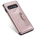 Samsung Galaxy S10 Multifunktionel TPU Cover med Stand - Rødguld