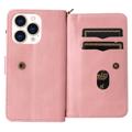 Multifunktions Serie iPhone 14 Pro Pung Cover - Pink