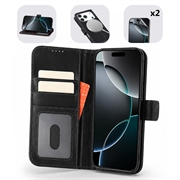 iPhone 17 Pro Max MyTPhone CardMate MagSafe Læder Pung Cover med Kortholder, Stativ, 2x Skærmbeskyttelse - sort