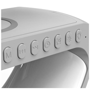 N69 Multifunktionel APP-kontrol 15W trådløs oplader Bluetooth-højttaler Ur Atmosfærelys, EU-stik - hvid