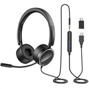 NY BEE H360 Telefonheadset On Ear 3,5 mm / USB med kablet støjreducerende mikrofon med mikrofon til computer PC Laptop Stereo