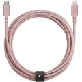 Native Union Night USB-C til Lightning-kabel med læderspænde - 3 m - rosa