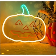 Neolia Dekorativt Neonlys - Græskarret - Orange / Grøn