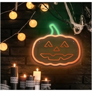 Neolia Dekorativt Neonlys - Græskarret - Orange / Grøn