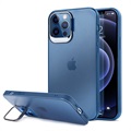 iPhone 12 Pro Max Hybrid Cover med Skjult Stand - Blå / Gennemsigtig