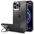iPhone 12/12 Pro Hybrid Cover med Skjult Stand - Sort / Gennemsigtig