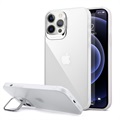 iPhone 12/12 Pro Hybrid Cover med Skjult Stand - Hvid / Gennemsigtig