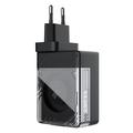 Nillkin Icecore 65W GaN-oplader med udtrækkeligt USB-C-kabel - sort