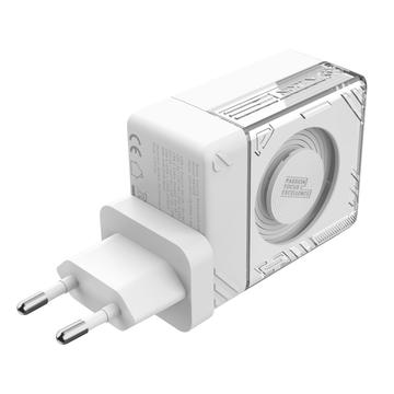Nillkin Icecore 65W GaN-oplader med udtrækkeligt USB-C-kabel - hvid