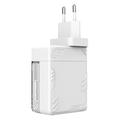 Nillkin Icecore 65W GaN-oplader med udtrækkeligt USB-C-kabel - hvid