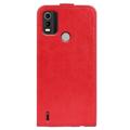 Nokia C21 Plus Vertikal Flip Taske med Kortholder - Rød