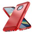 Nokia XR20 Børstet TPU Cover - Karbonfiber - Rød