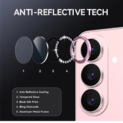 Samsung Galaxy S26 Northjo Kameralinsebeskytter-sæt med rhinsten - Pink