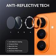 Samsung Galaxy S26+ Northjo Kameralinsebeskytter-sæt med rhinsten - Orange