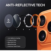 iPhone 17 Pro/17 Pro Max Northjo Kameralinsebeskytter-sæt med rhinsten - Orange