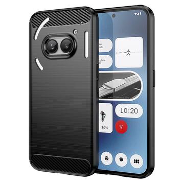 Nothing Phone (2a)/(2a) Plus Børstet TPU Cover - Karbonfiber - Sort