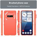 Nothing Phone (3a) Børstet TPU Cover - Karbonfiber - Rød