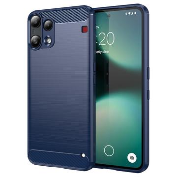 Nothing Phone (3a) Lite Børstet TPU Cover - Karbonfiber - blå