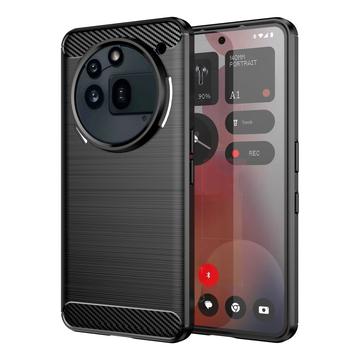 Nothing Phone (3a) Pro Børstet TPU Cover - Karbonfiber - Sort