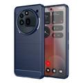 Nothing Phone (3a) Pro Børstet TPU Cover - Karbonfiber - blå