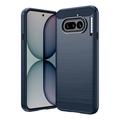 Nothing Phone (4a) Børstet TPU Cover - Karbonfiber - blå