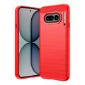 Nothing Phone (4a) Børstet TPU Cover - Karbonfiber - rød