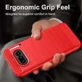 Nothing Phone (4a) Børstet TPU Cover - Karbonfiber - rød