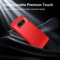Nothing Phone (4a) Børstet TPU Cover - Karbonfiber - rød