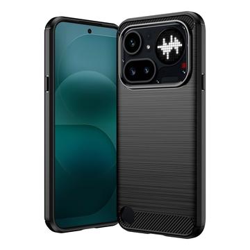 Nothing Phone (4a) Pro Børstet TPU Cover - Karbonfiber - Sort