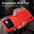 Nothing Phone (4a) Pro Børstet TPU Cover - Karbonfiber - rød