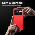 Nothing Phone (4a) Pro Børstet TPU Cover - Karbonfiber - rød