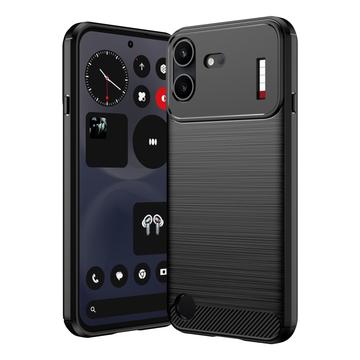 Nothing Phone (4b) Børstet TPU Cover - Karbonfiber - Sort