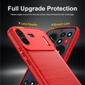 Nothing Phone (4b) Børstet TPU Cover - Karbonfiber - rød