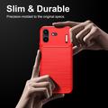 Nothing Phone (4b) Børstet TPU Cover - Karbonfiber - rød