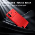 Nothing Phone (4b) Børstet TPU Cover - Karbonfiber - rød