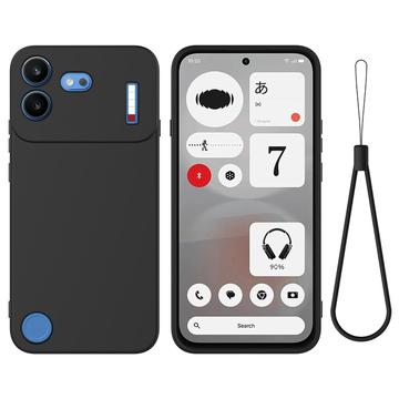 Nothing Phone (4b) Flydende silikone cover med håndrem - Sort