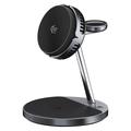 OJD-139 25W Qi 2.2 3-i-1 magnetisk trådløs opladningsholder med TEC-køling - Rumgrå
